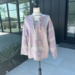 Vintage Pastel Baja Hoodie Pullover | Mexican Drug Rug | Size L
